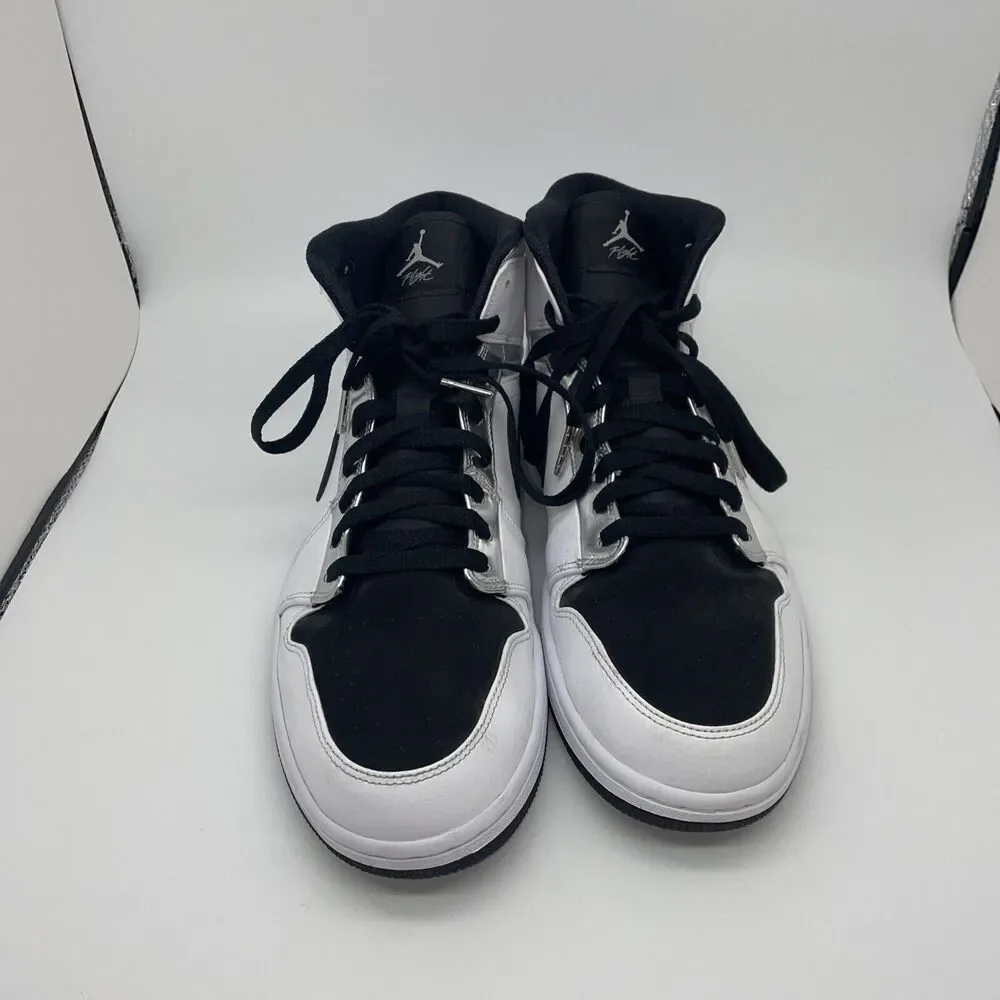 Air Jordan 1 Mid SE, Think 16 Alternate, White/Metallic‎ Silver/Black 11.5
